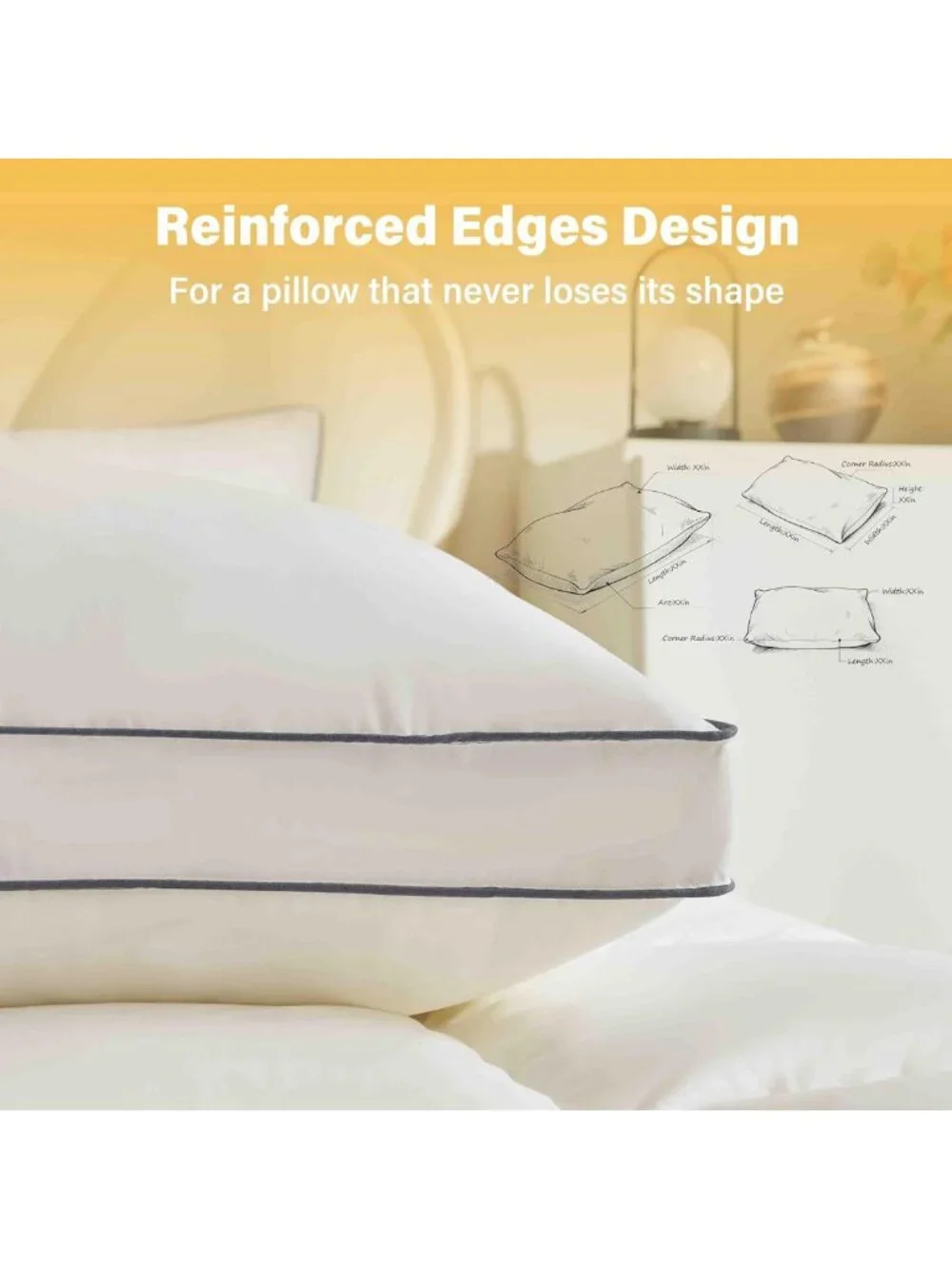Cozy Gusseted Queen Size Goose Down Fiber Pillows - Set of 2 for Ultimate